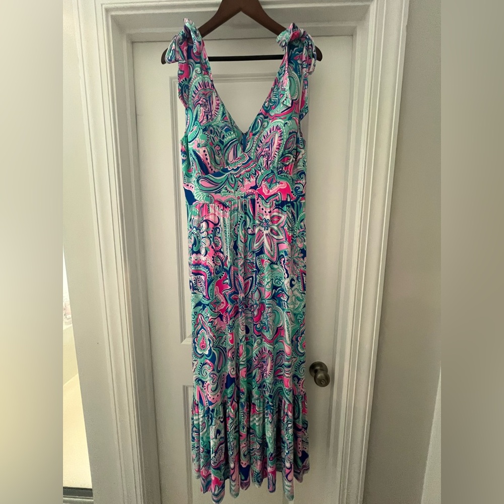 Lilly Pulitzer Pink and Blue Paisley Maxi Dress